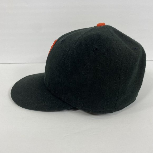 New Era SF Giants Baseball Hat MLB Cap Black Wool Mens size 7 Embroidered Orange - Picture 5 of 10